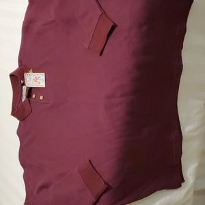 Men's Island 2 Island Wine Colored Long Sleeve Polo Shirt Sz L Cotton